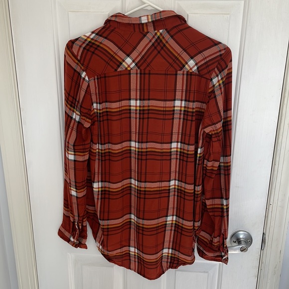 Burnt orange plaid womens button down size medium - Picture 4 of 5